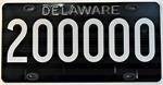 Delaware Black & White Porcelain Registration Plate